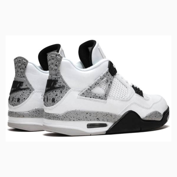 White / Black / Orange Men's Nike Retro Cement OG Basketball Shoes Air Jordan 4 | JD-419PI