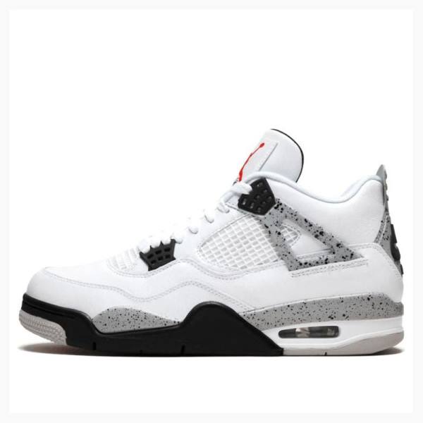 White / Black / Orange Men\'s Nike Retro Cement OG Basketball Shoes Air Jordan 4 | JD-419PI