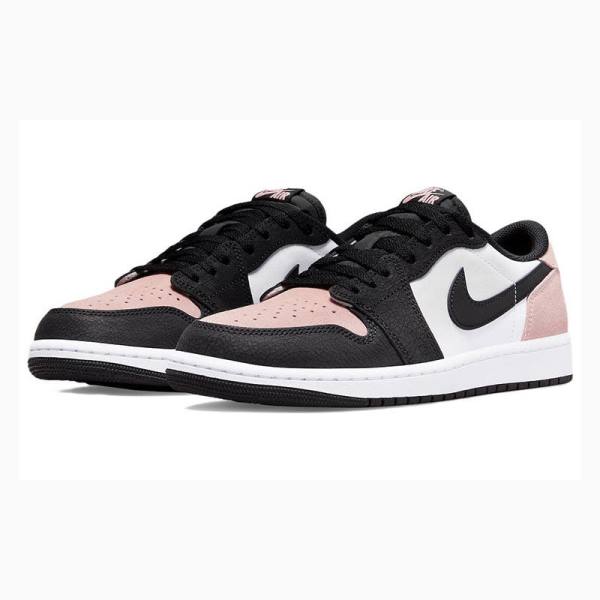 White / Black / Pink Men's Nike Retro Low OG Bleached Coral Sneakers Air Jordan 1 | JD-076XG