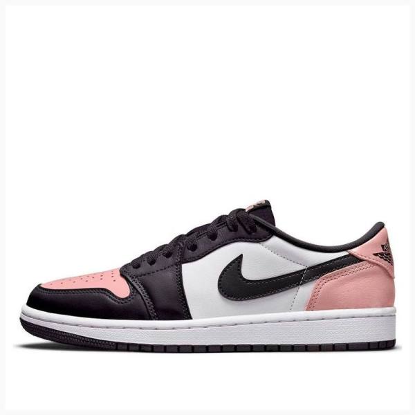 White / Black / Pink Men\'s Nike Retro Low OG Bleached Coral Sneakers Air Jordan 1 | JD-076XG