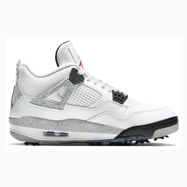 White / Black / Red Men's Nike Golf Cement Basketball Shoes Air Jordan 4 | JD-689KC