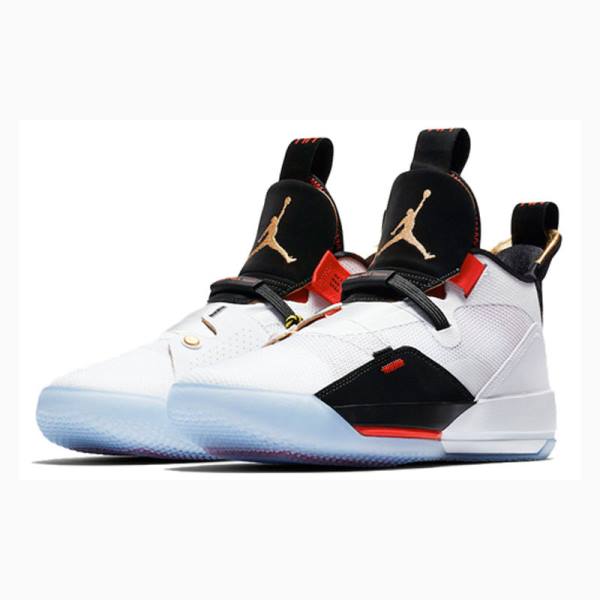 White / Black / Red Men's Nike PF Future Flight Basketball Shoes Air Jordan 33 | JD-475SB