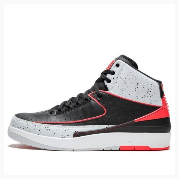 White / Black / Red Men\'s Nike Retro Black Infrared Basketball Shoes Air Jordan 2 | JD-362VJ