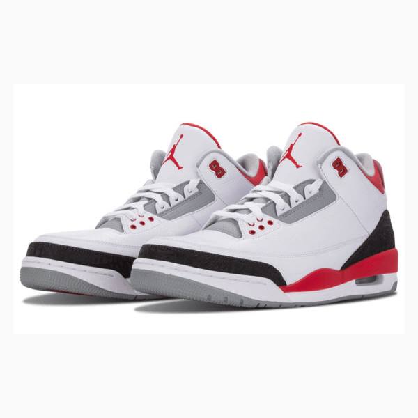 White / Black / Red Men's Nike Retro Fire Red Basketball Shoes Air Jordan 3 | JD-265IZ