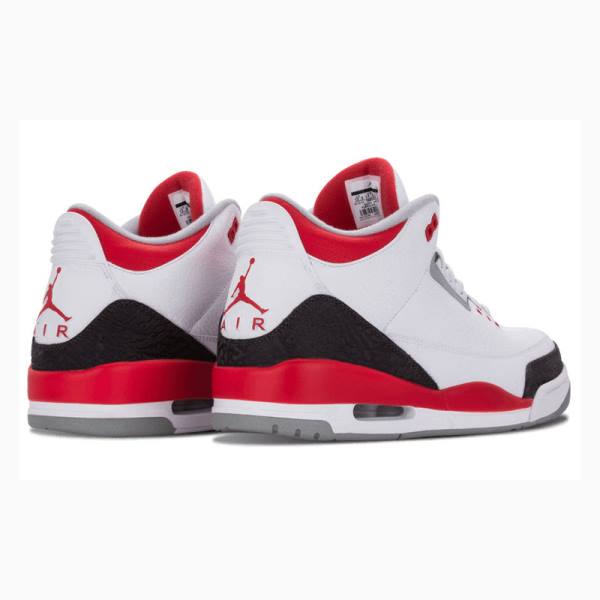 White / Black / Red Men's Nike Retro Fire Red Basketball Shoes Air Jordan 3 | JD-265IZ