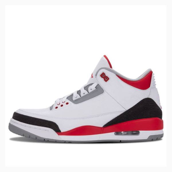 White / Black / Red Men\'s Nike Retro Fire Red Basketball Shoes Air Jordan 3 | JD-265IZ