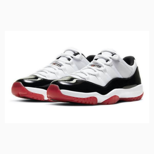 White / Black / Red Men's Nike Retro Low Concord Bred Sneakers Air Jordan 11 | JD-758NL