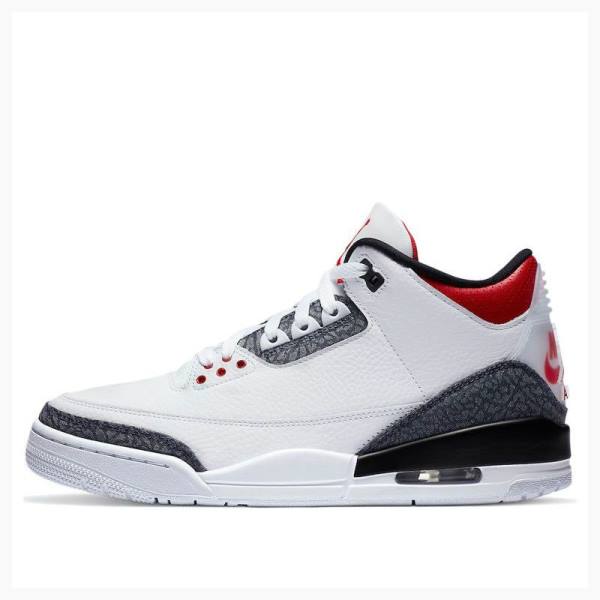 White / Black / Red Men\'s Nike Retro SE Fire Red Basketball Shoes Air Jordan 3 | JD-792DR