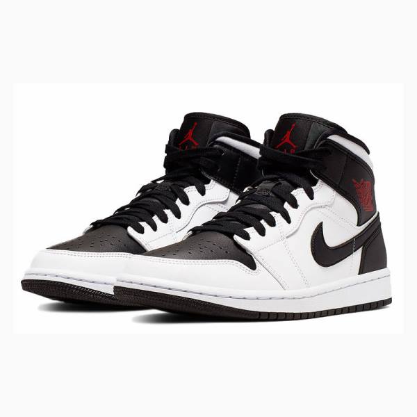 White / Black Women's Nike Mid Basketball Shoes Air Jordan 1 | JD-978NV