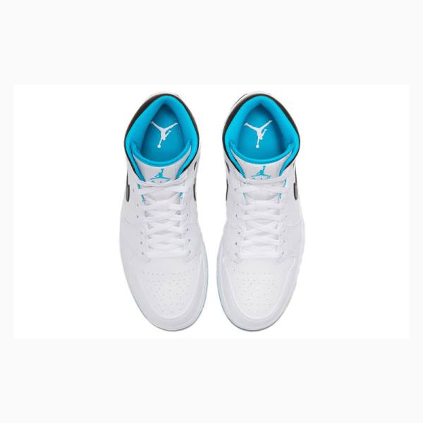 White / Blue / Black Men's Nike Mid Laser Basketball Shoes Air Jordan 1 | JD-384XH