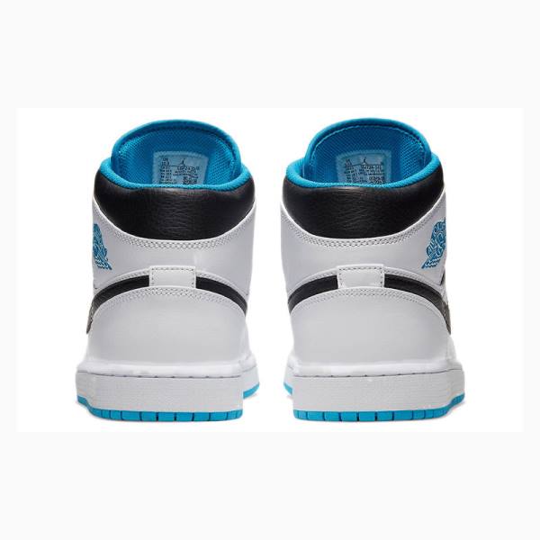 White / Blue / Black Men's Nike Mid Laser Basketball Shoes Air Jordan 1 | JD-384XH