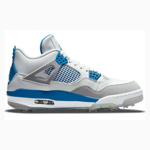 White / Blue Men's Nike Golf Military Basketball Shoes Air Jordan 4 | JD-698UD