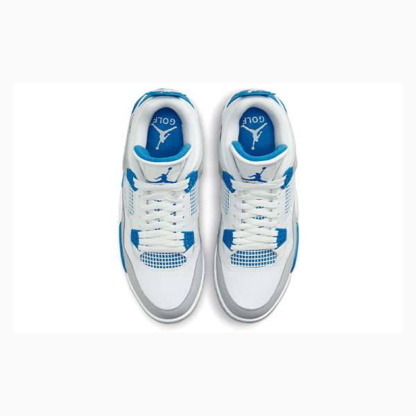 White / Blue Men's Nike Golf Military Basketball Shoes Air Jordan 4 | JD-698UD