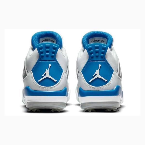 White / Blue Men's Nike Golf Military Basketball Shoes Air Jordan 4 | JD-698UD