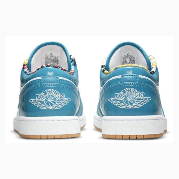 White / Blue Men's Nike Low Barcelona Cyber Teal Sneakers Air Jordan 1 | JD-687SF