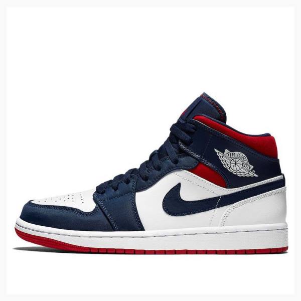 White / Blue Men\'s Nike Mid SE Olympic Basketball Shoes Air Jordan 1 | JD-863IE