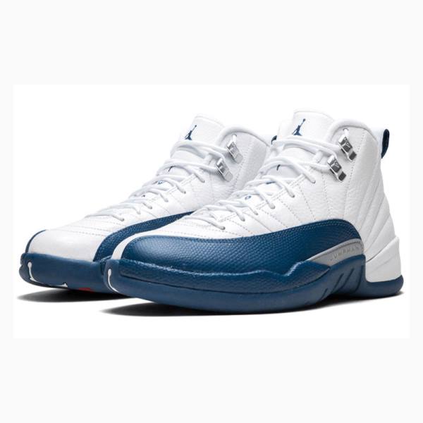 White / Blue Men's Nike Retro French Basketball Shoes Air Jordan 12 | JD-849YN