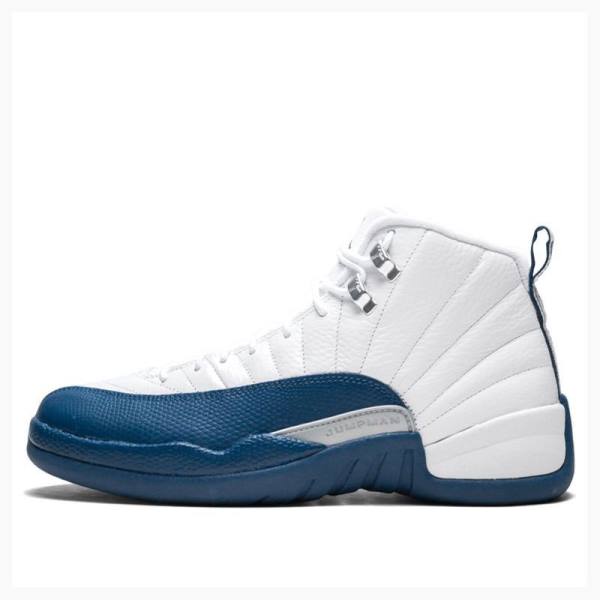 White / Blue Men\'s Nike Retro French Basketball Shoes Air Jordan 12 | JD-849YN