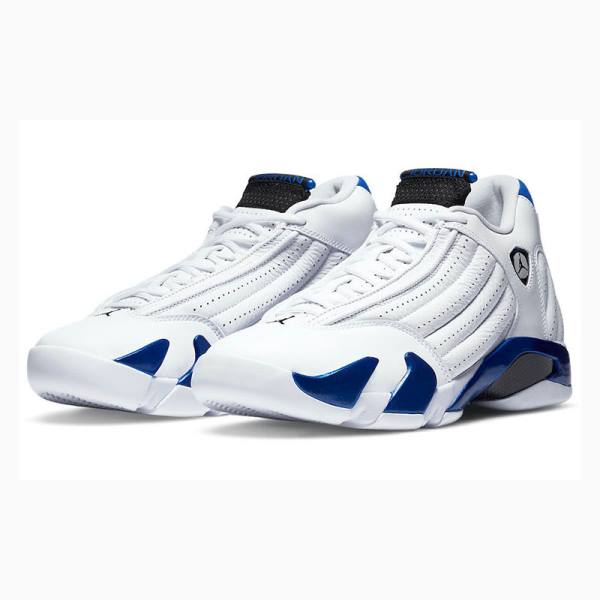 White / Blue Men's Nike Retro Hyper Royal Basketball Shoes Air Jordan 14 | JD-507KG