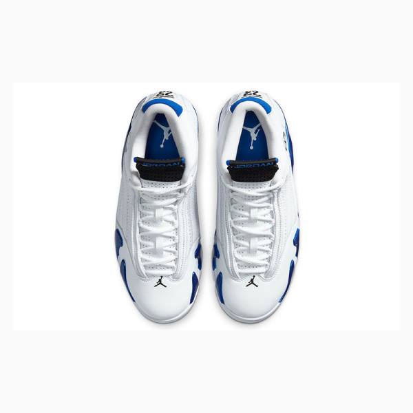 White / Blue Men's Nike Retro Hyper Royal Basketball Shoes Air Jordan 14 | JD-507KG