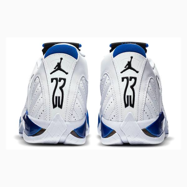 White / Blue Men's Nike Retro Hyper Royal Basketball Shoes Air Jordan 14 | JD-507KG