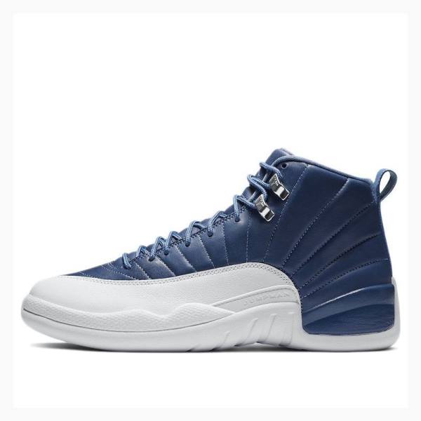 White / Blue Men\'s Nike Retro Indigo Basketball Shoes Air Jordan 12 | JD-462PW