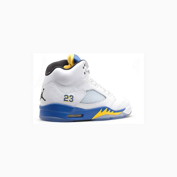 White / Blue Men's Nike Retro Laney Basketball Shoes Air Jordan 5 | JD-294HL