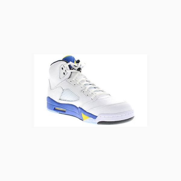 White / Blue Men's Nike Retro Laney Basketball Shoes Air Jordan 5 | JD-294HL