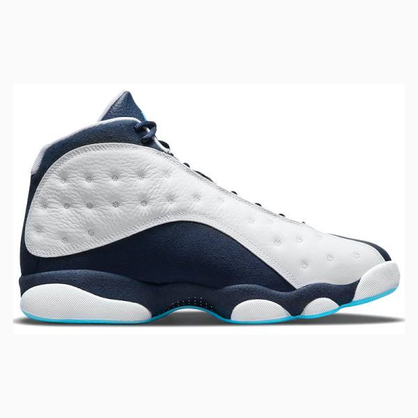 White / Blue Men's Nike Retro Obsidian powder Basketball Shoes Air Jordan 13 | JD-528NP