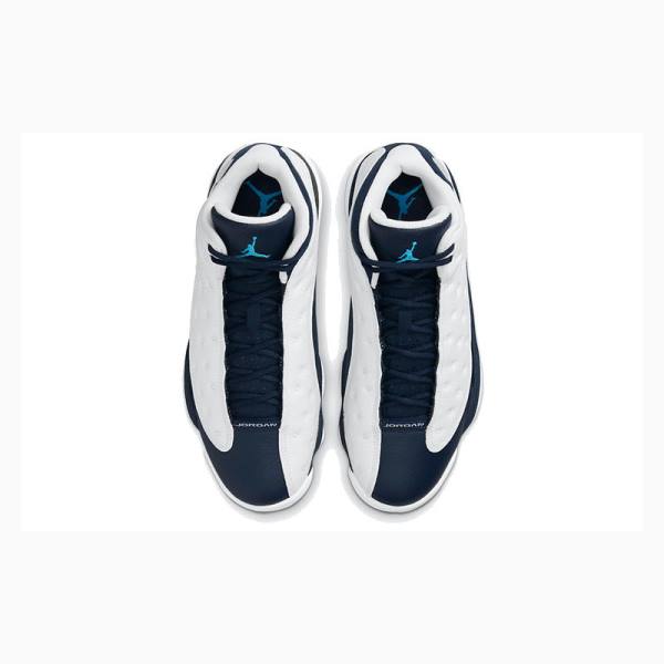 White / Blue Men's Nike Retro Obsidian powder Basketball Shoes Air Jordan 13 | JD-528NP