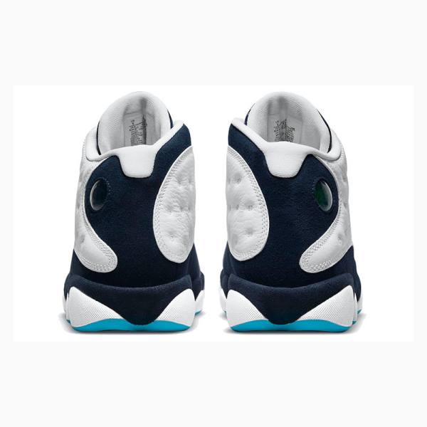 White / Blue Men's Nike Retro Obsidian powder Basketball Shoes Air Jordan 13 | JD-528NP