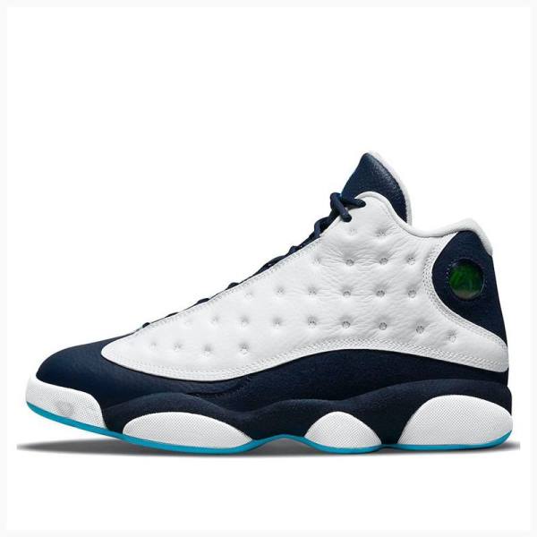 White / Blue Men\'s Nike Retro Obsidian powder Basketball Shoes Air Jordan 13 | JD-528NP