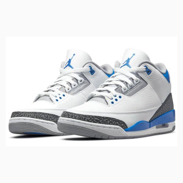 White / Blue Men's Nike Retro Racer Basketball Shoes Air Jordan 3 | JD-231ES