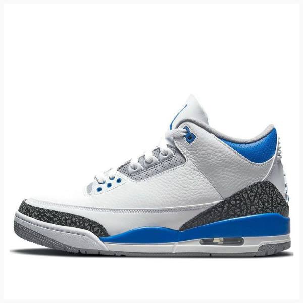 White / Blue Men\'s Nike Retro Racer Basketball Shoes Air Jordan 3 | JD-231ES