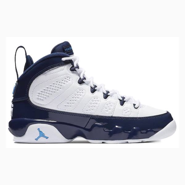 White / Blue Men's Nike Retro UNC Basketball Shoes Air Jordan 9 | JD-206SC