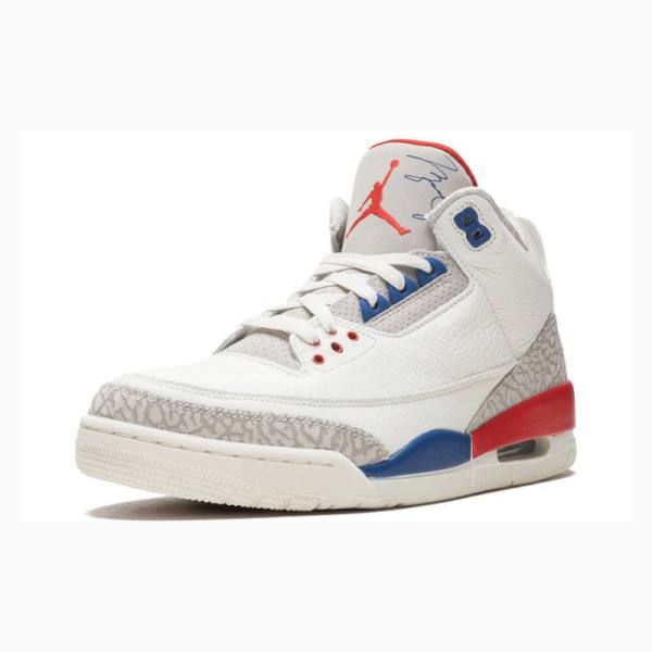 White / Blue / Red Men's Nike Retro Charity Game Basketball Shoes Air Jordan 3 | JD-483NT