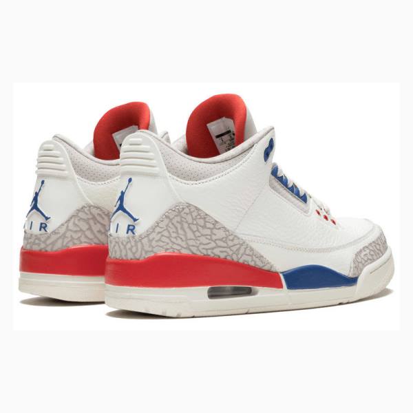 White / Blue / Red Men's Nike Retro Charity Game Basketball Shoes Air Jordan 3 | JD-483NT