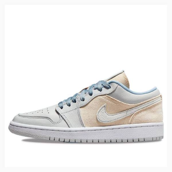 White / Blue Women\'s Nike Low SE Canvas Sneakers Air Jordan 1 | JD-945JI