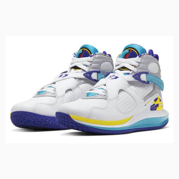 White / Blue / Yellow Women's Nike X Court Air Zoom Zero Basketball Shoes Air Jordan 8 | JD-528RV