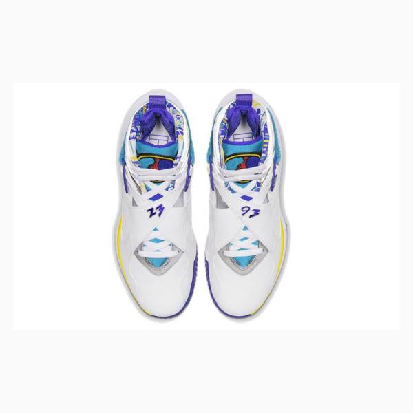 White / Blue / Yellow Women's Nike X Court Air Zoom Zero Basketball Shoes Air Jordan 8 | JD-528RV