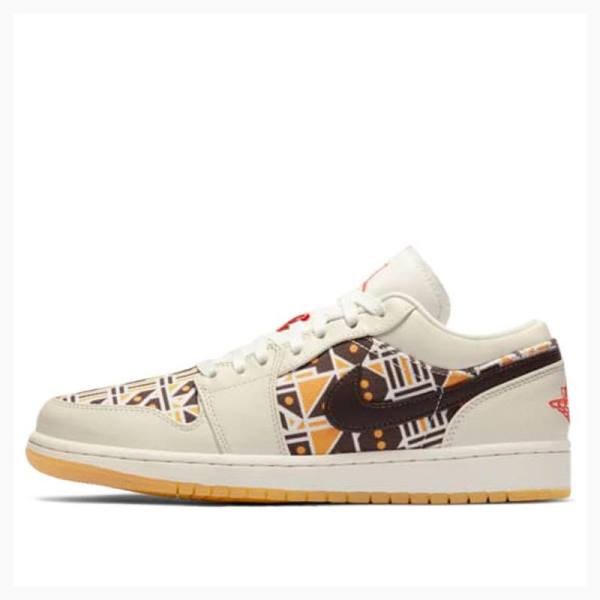 White / Brown Men\'s Nike Low Quai 54 Sneakers Air Jordan 1 | JD-140LU