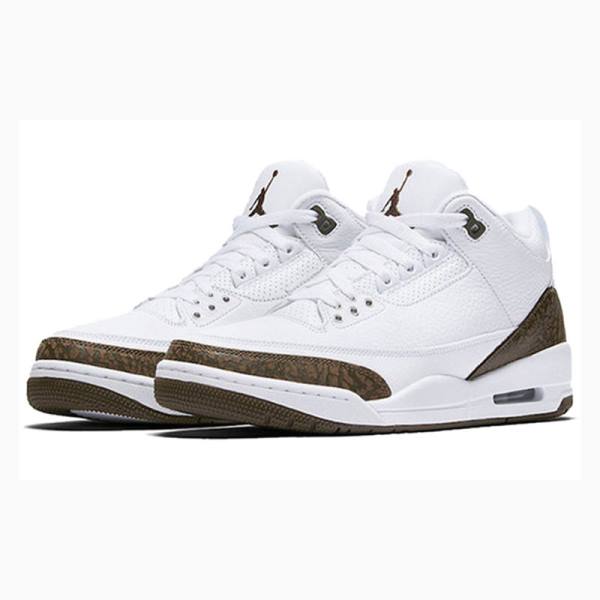 White / Brown Men's Nike Retro Mocha Basketball Shoes Air Jordan 3 | JD-258YC