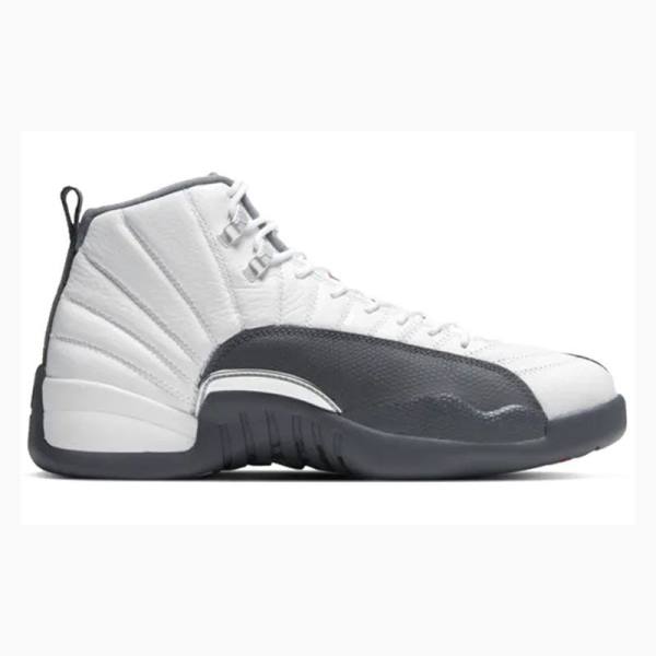 White / Dark Grey Men's Nike Retro Basketball Shoes Air Jordan 12 | JD-604UW