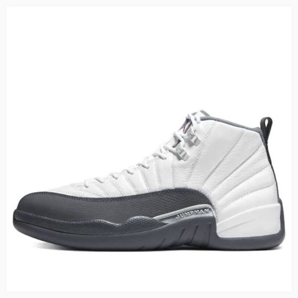 White / Dark Grey Men\'s Nike Retro Basketball Shoes Air Jordan 12 | JD-604UW