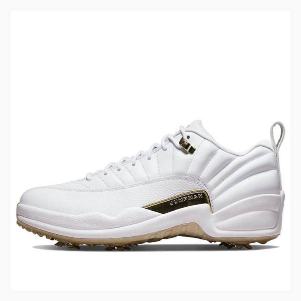 White / Gold Men\'s Nike Low Golf NRG M22 Metallic Sneakers Air Jordan 12 | JD-829YQ