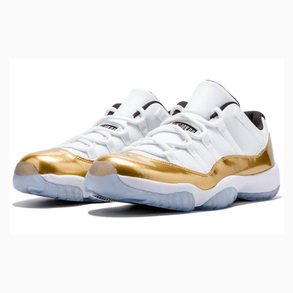 White / Gold Men's Nike Retro Low Closing Ceremony Sneakers Air Jordan 11 | JD-961ZE