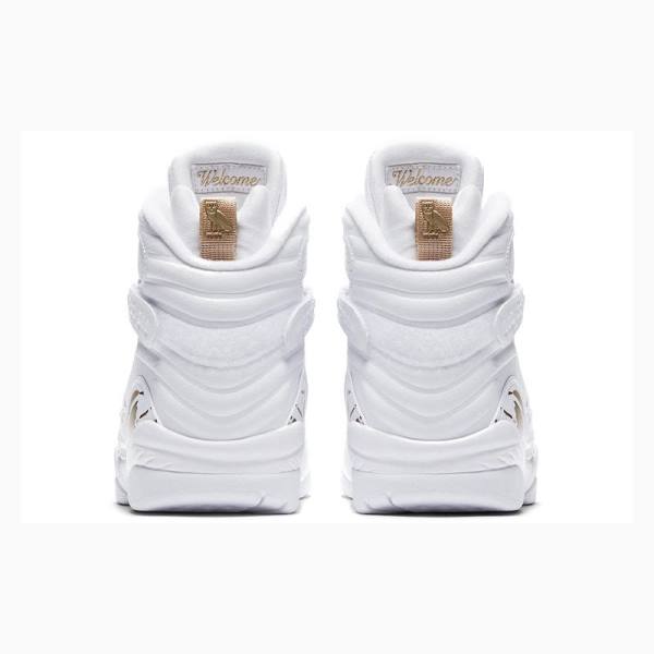 White / Gold Men's Nike Retro OVO Metallic Basketball Shoes Air Jordan 8 | JD-641DE