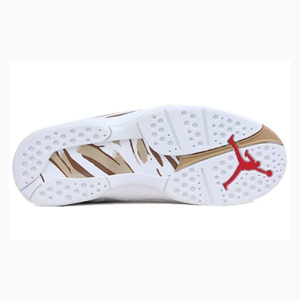 White / Gold Men's Nike Retro OVO Metallic Basketball Shoes Air Jordan 8 | JD-641DE