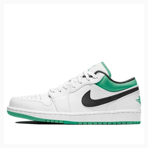 White / Green / Black Men\'s Nike Retro Low Sneakers Air Jordan 1 | JD-295MZ