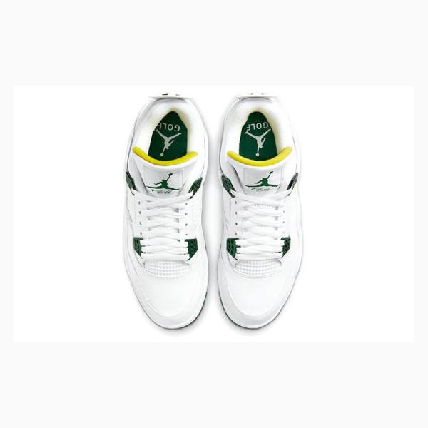 White / Green Men's Nike Golf Metallic Basketball Shoes Air Jordan 4 | JD-593AU